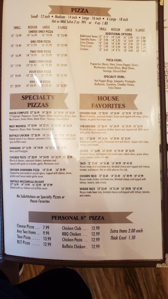 Brownie's House of Pizza Menu image 1