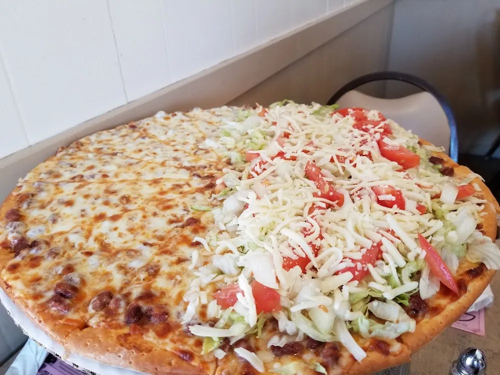 Taco Pizza 1 2 Topped with Lettuce and Tomato